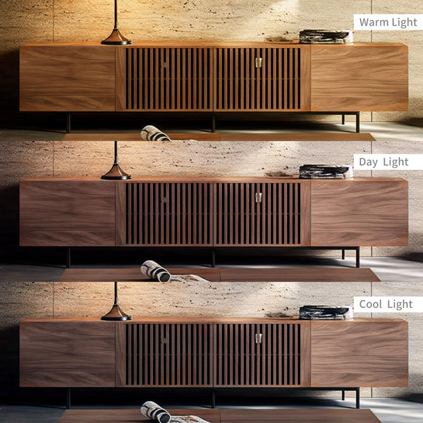 Mid-Century Modern TV Stand with 4 Doors & Cable Management
