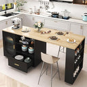 Rolling Kitchen Island with Swivel Table, Storage Cabinet, Drawers & Shelves