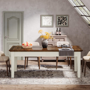 62-Inch Farmhouse Dining Table with Solid Wood Legs
