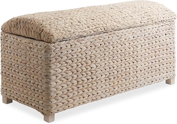Water Hyacinth Storage Trunk with Curved Lid & Safety Hinge