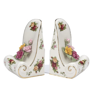 Old Country Roses Porcelain Bookends