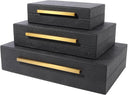 Faux Leather Decorative Boxes with Lids – Set of 3 Nesting Storage Boxes