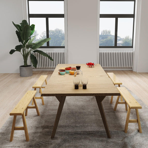 36-Inch Solid Elm Wood Bench – Handmade Mortise & Tenon, Seats 2–3, Natural Wood