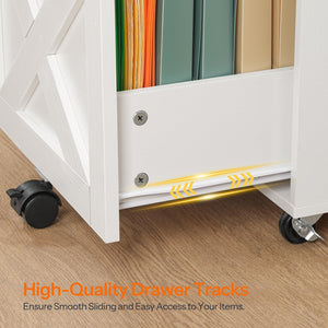 2-Drawer Mobile Filing Cabinet with Lock – Farmhouse Printer Stand