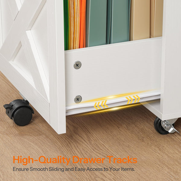 2-Drawer Mobile Filing Cabinet with Lock – Farmhouse Printer Stand