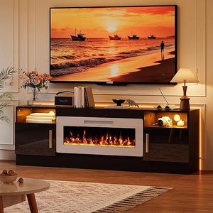 70-Inch Electric Fireplace TV Stand with LED Console