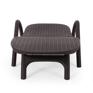 Outdoor Faux Wicker Chaise Lounge – Dark Brown