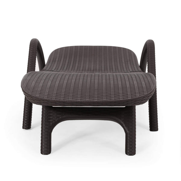 Outdoor Faux Wicker Chaise Lounge – Dark Brown