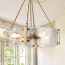 Round Textured Glass Chandelier with Adjustable Hanging Height