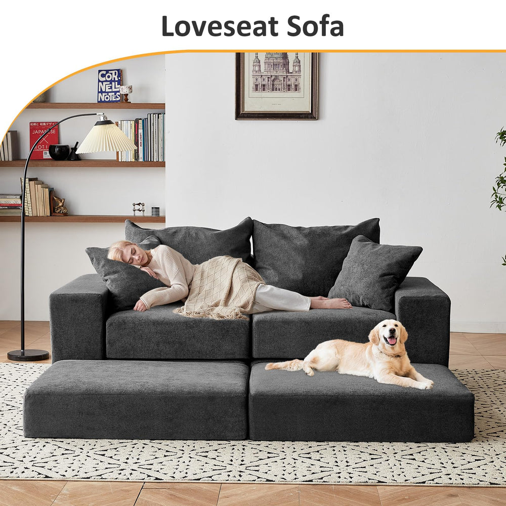 Modular Sectional Sofa with L-Shape Chaise & Deep Seat