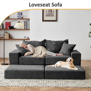 Modular Sectional Sofa with L-Shape Chaise & Deep Seat