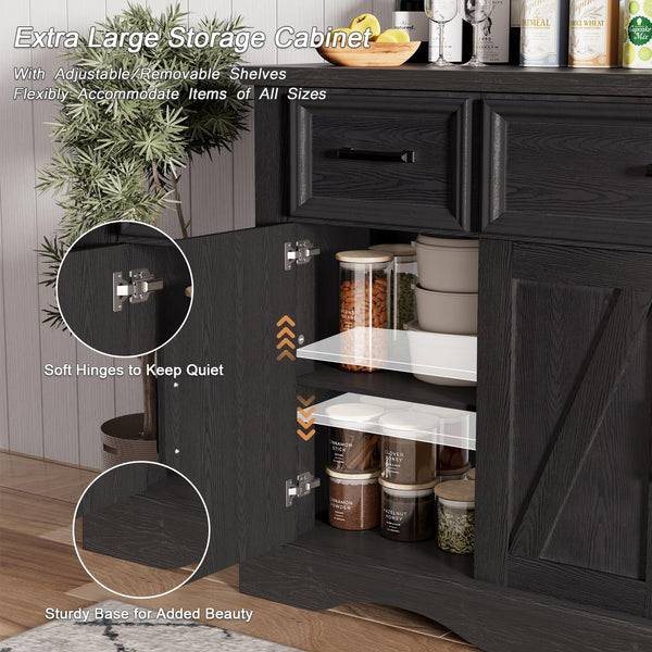 56" Buffet Cabinet with Storage – Farmhouse Sideboard with Drawers, Doors & Adjustable Shelves