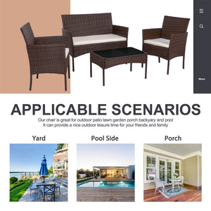 4-Piece Outdoor Wicker Patio Conversation Set