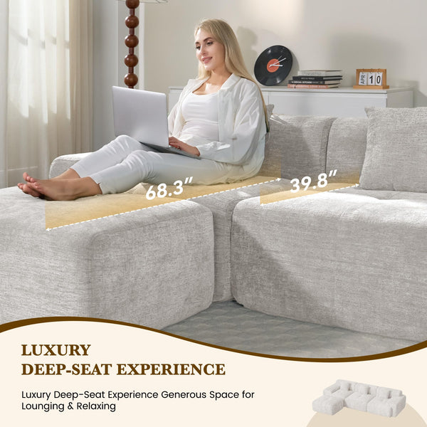 Modular Sectional Sofa L-Shaped Convertible Couch with Ottoman