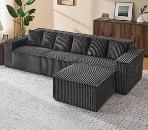 L-Shaped Modular Sectional Sofa – Corduroy, No Assembly