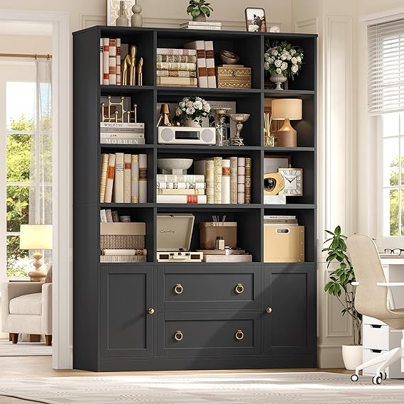 71 Inch Tall Bookcase with Doors and Drawers