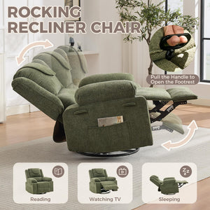 Oversized Swivel Massage Recliner Chair with Heat