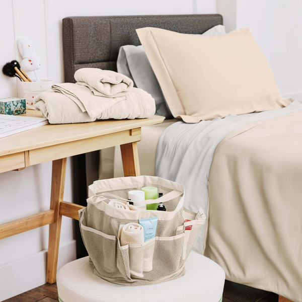 Twin XL Dorm Room Complete Bedding & Organizer Set