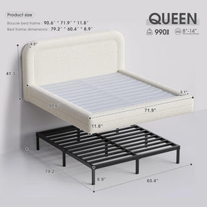 Upholstered Cloud Platform Bed Frame with Rounded Headboard