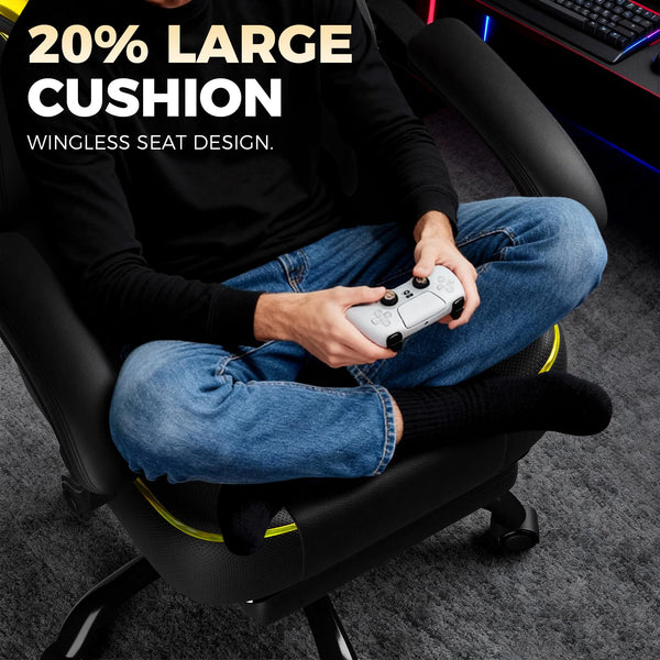 Gaming Chair with Footrest, High Back, 350 lbs Capacity