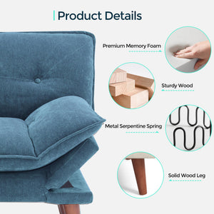 Convertible Futon Sofa Bed with Adjustable Backrest & Armrest