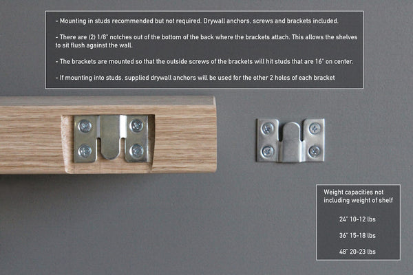 White Oak Floating Wall Shelves – Set of 2