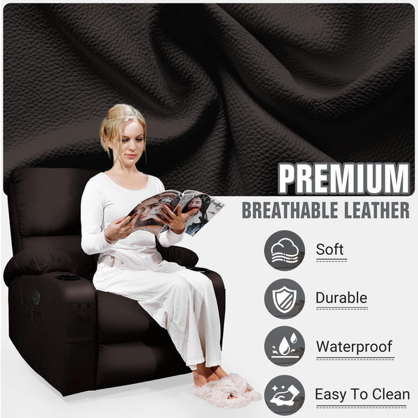 Swivel Rocker Recliner Chair with Massage, Heat & USB Charging