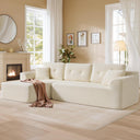 Modular Sectional Sofa with Left-Facing Chaise – Cream White Corduroy