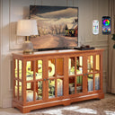 4-Door LED Glass Curio Cabinet with Adjustable Shelves