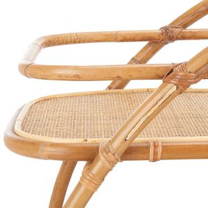 2-Tier Rattan Bar Cart with Wheels