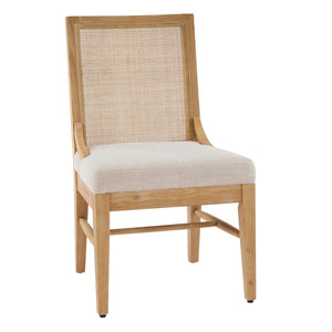 Farmhouse Dining Chairs Set of 2 with Cane Backrest and Upholstered Seat