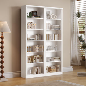 75" Tall 6-Tier Bookcase with 2 Adjustable Shelves