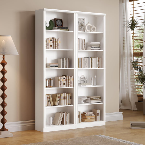 75" Tall 6-Tier Bookcase with 2 Adjustable Shelves