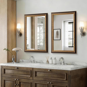 Baroque Wall Mirror – Vintage Gold Rectangular Wood Frame