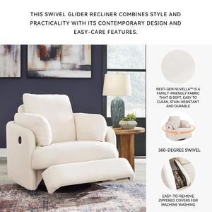 Swivel Glider Rocker Recliner with Hidden Storage – Beige