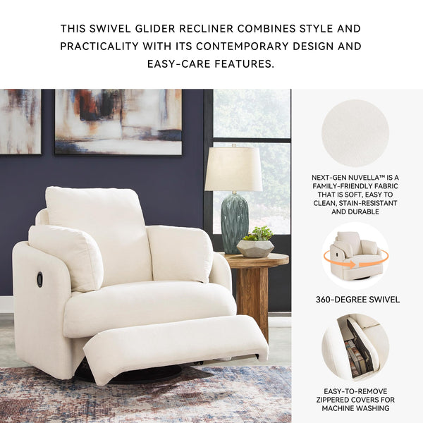 Swivel Glider Rocker Recliner with Hidden Storage – Beige