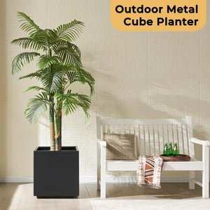 Metal Outdoor Planter Box with Drainage & Adjustable Feet