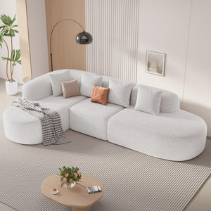 114" Curved Modular Sectional Sofa with Chaise, L-Shape, No Assembly