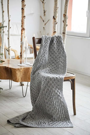 Merino Wool Aran Throw Blanket — 60 x 40 Inches
