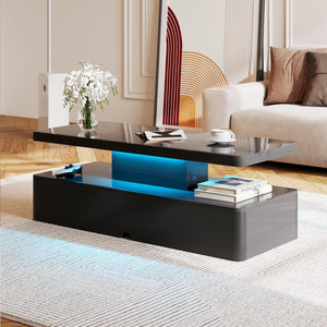 LED Coffee Table with 2-Tier Storage