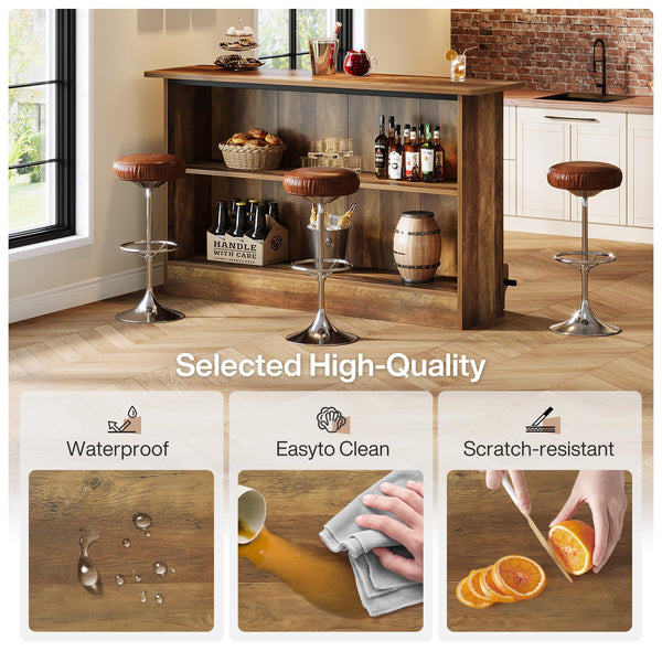63-Inch 2-Tier Bar Table with Footrest