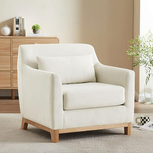 Oversized Accent Armchair with Wood Base