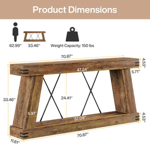 70.9" Farmhouse Console Table with 2-Tier Storage