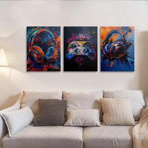 Gaming Canvas Wall Art 3-Piece Framed Set