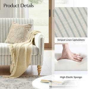 Compact Farmhouse Loveseat Sofa with Rubberwood Legs