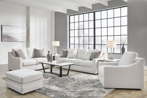 Contemporary Light Gray Loveseat with Accent Pillows