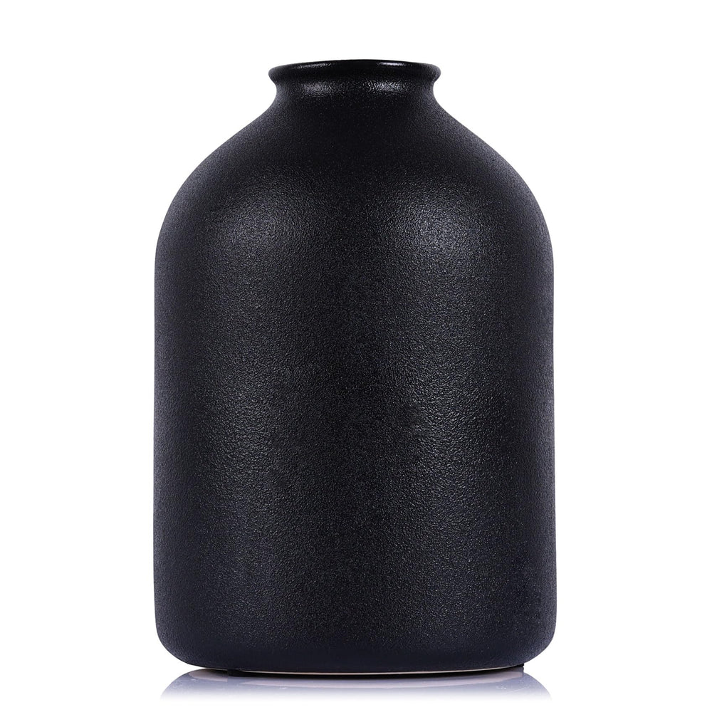 Black Ceramic Vase – Matte Finish, 8.6" Tall