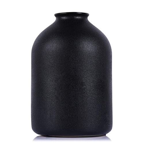 Black Ceramic Vase – Matte Finish, 8.6" Tall