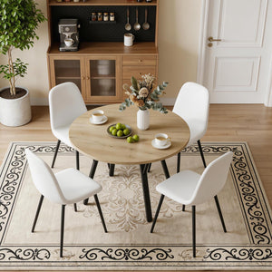 Round Dining Table Set for 4 with Upholstered Chairs