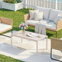 Rectangle Tempered Glass Coffee Table with Galvanized Steel Frame